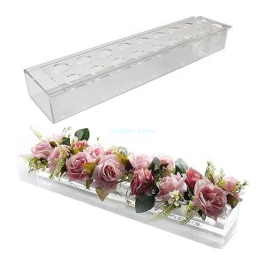 Vazen Rechthoekige helder acryl bloemenvaas Bloemenvaas voor bruiloft Eettafel Decoratie Middelpunt Arrangementen Bloembak