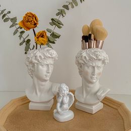 Vazen Hars David Vaas Gezicht Hoofd Interieur Decoratieve Bloempot Moderne Potten voor Decoratie Bloemstukken Desktop Art Sculpture 230614