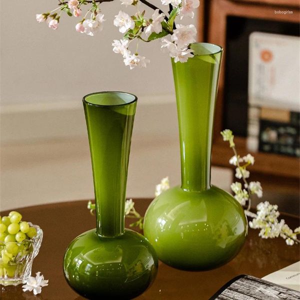 Vases Retro Vase Vase Long Nou Verre Ornements de salon Fleur de salon Contructeur Français Art Artisanat Home Decor Gift