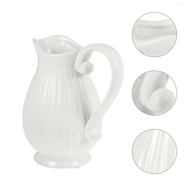 Jarrones Retro para decoración del hogar, florero de cerámica, jarra de porcelana Simple, adorno de escritorio, botella de arreglo, mesa de habitación de cerámica blanca