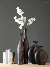 Vases rétro lumière luxe Vertical haut atterrissage grand Vase ornements fleur sèche salon porche Art résine décoration de la maison