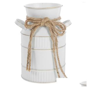 Vases rétro bouteille de lait vase planteur en métal pour la maison fer décor fleur imperméable à l'eau seau conteneur livraison directe jardin Dhgir