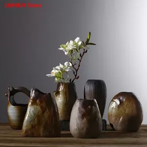 Vases Retro Rough Pottery Small Flower Ware japonais Zen Inspiré Ins Vase Vase INSERT ORNAMENT