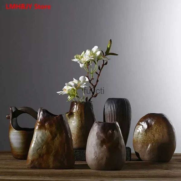 Vases Rétro poterie brute petite fleur articles japonais rétro Zen inspiré Ins vent fleur Vase fleur insérer table petit ornement YQ240117