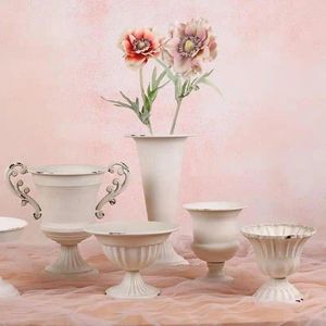 Vases rétro en fer forgé table de style européen arrangement de fleurs séchées gobelet blanc vase en détresse