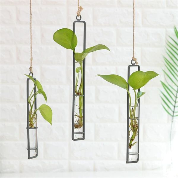 Vases Corde pendentif Simple Fer Hydroponic Nordic Transparent Mur Mouted Decoration Vase Vase Vase Living Room Flower