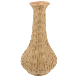 Vases Rustic Flower Basket Fleurs Vase Office Bamboo Tissage tissé Conteneur