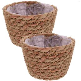 Vazen Seagrass Plant Pot Straw Flower Naturales Para Exterieur Basket Planters Binnenplanten