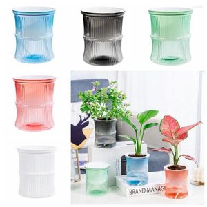 Vases Auto-Absorbing Lazy Transparent Sol Culture Small Potted Flower Pot Salon Bureau Créatif Plastic hydroponique
