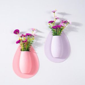 Vases auto-adhésif Pot de fleur bâton sur le mur Vase en Silicone créatif suspendu pour les bureaux à domicile