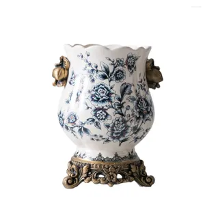 Vases vendant du style chinois blanc blanc fissuré de glace de glace en céramique vase créative décoration de maison européenne