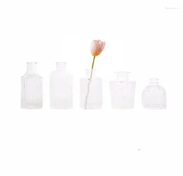 Vazen Vazen Mini Bud Frans Vintage Embossed Blooded Flower Home Decor Luxe Glass Kristal Relief vaas in bulk kleiner