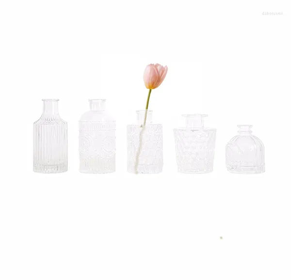 Vases vente Mini bourgeon français Vintage fleur en relief décor à la maison luxe verre cristal Relief Vase en vrac plus petit