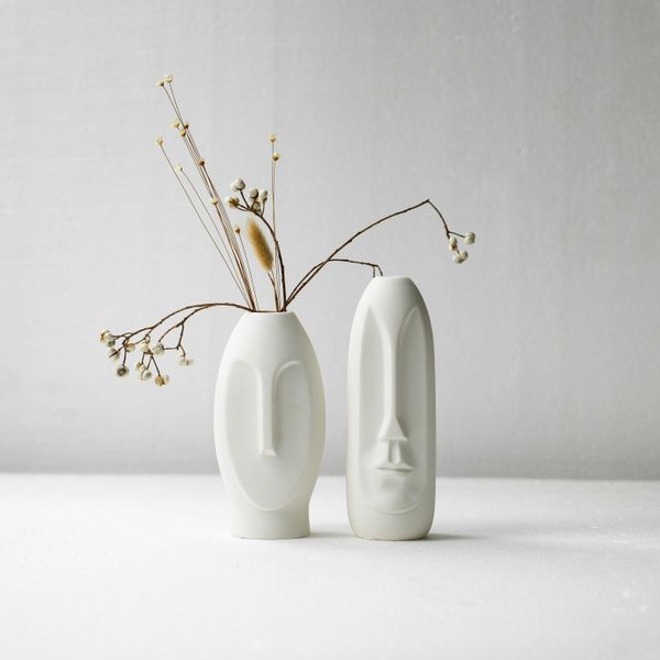 Vases Ensemble 2 Face Vase Minimaliste Pampas Moderne Blanc Céramique À La Main En Céramique Décor Nordique Scpture Scptural Drop Livraison Maison Jardin Dhlgd