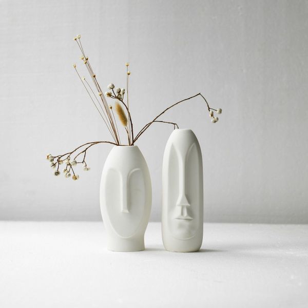 Vases Set 2 Face Vase Minimaliste Pampas Moderne Blanc Céramique À La Main En Céramique Décor Nordique Scpture Scptural Drop Livraison Maison Jardin Dhv5N