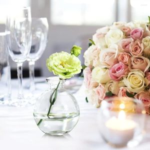 Vazen Set van 12 kleine glazen bol Bud vaas unieke Mini lage zittende bloem heldere bloemen centerpieces voor Home Decor bruiloften