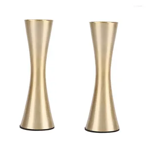 Ensemble de vases de 2 vase métallique en laiton décoratif moderne pour le mariage de décoration intérieure ou cadeau (or)