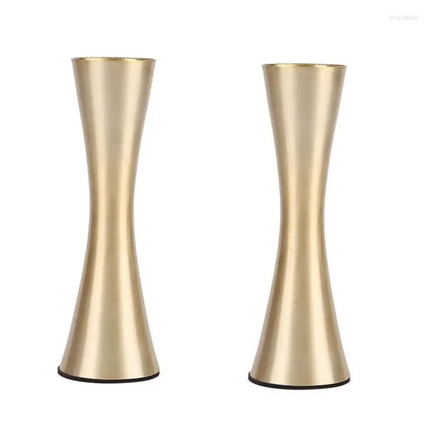 Vases Ensemble de 2 vases en métal de couleur laiton petite fleur décorative moderne pour la décoration intérieure de mariage ou de cadeau (or)