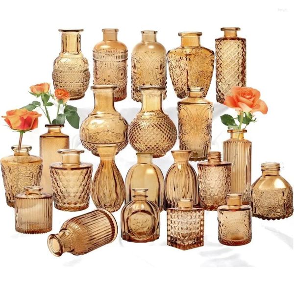 Ensemble de vases de 22 Amber Glass mini