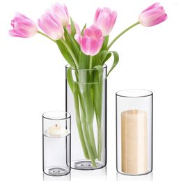 Vazen Set Van 3 Hoogte 15 20 25 30 Cm Drijvende Kaarsen Vaas En Verre Helder Glazen Cilinder bloem Voor Home Decor