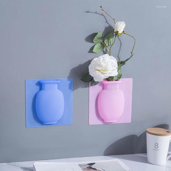 Vases Silicone Vase Ventouse Tenture Murale Doux Salle De Bains Réfrigérateur Sticker Décor À La Maison