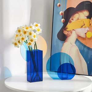 Vases Simple Acrylic Rainbow Color Floral Conteneur décorative Boutique Design de mariage Party Home Office Decoration Modern Decor