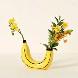 Vases Simple Banane Vase Arrangement De Fleurs Creative Maison Salon Restaurant Décoration Ornement Résine Artisanat
