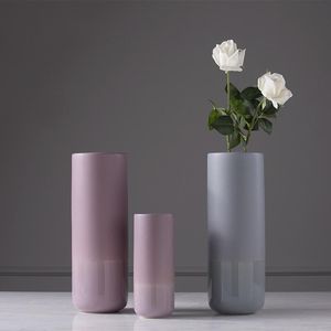 Vasos Simples Cor Cerâmica Matte Roxo Vaso Brilhante Atacado Sala de Estar Arranjo Flor Home Garden Decor