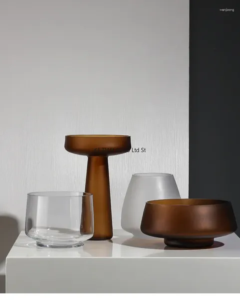 Vases simples en verre givré en verre artisanat décoration de luxe moderne luxe salon table à manger insert nordique maison