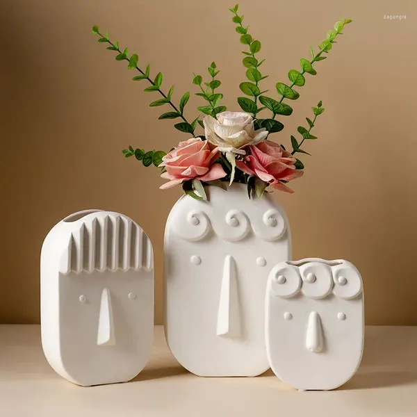 Vases Simple Salon Moderne Maison Décoration Créative Vase Blanc Corde De Style Japonais En Céramique Littéraire Et Artistique