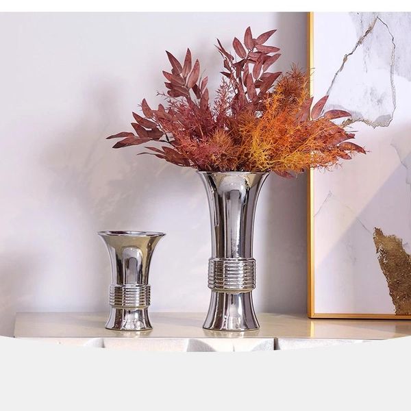 Vases simples en céramique en céramique vase nordique décoration maison arrangement de salon contenant électroplaste en porcelaine