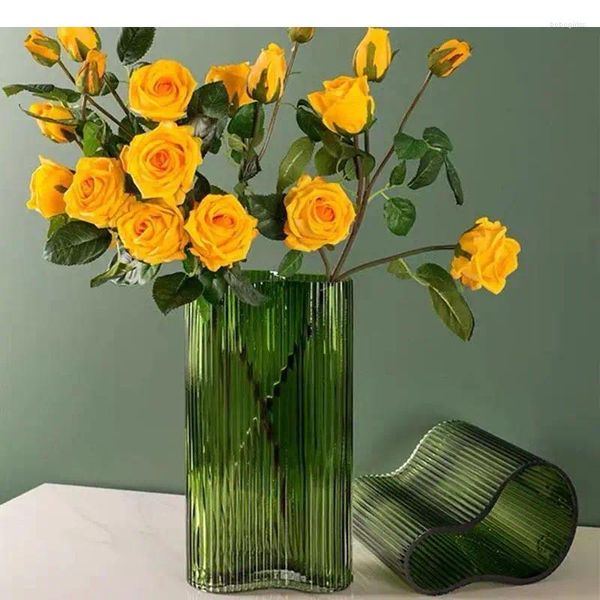 Vases Simplicité Lignes verticales Vase en verre Transparent Pots de fleurs décoratif salon décoration florale moderne décor à la maison