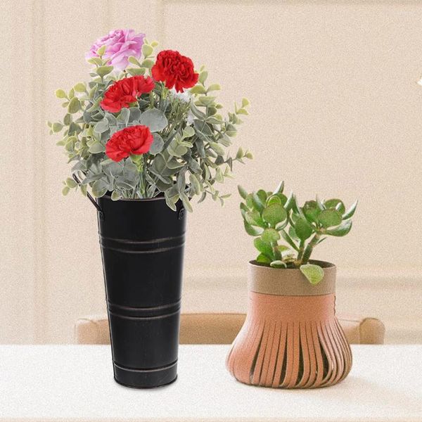 Vases simulés vintage seau de fleur pichet d'eau français métal fer planteur arrangement de plantation conteneur porte-parapluie