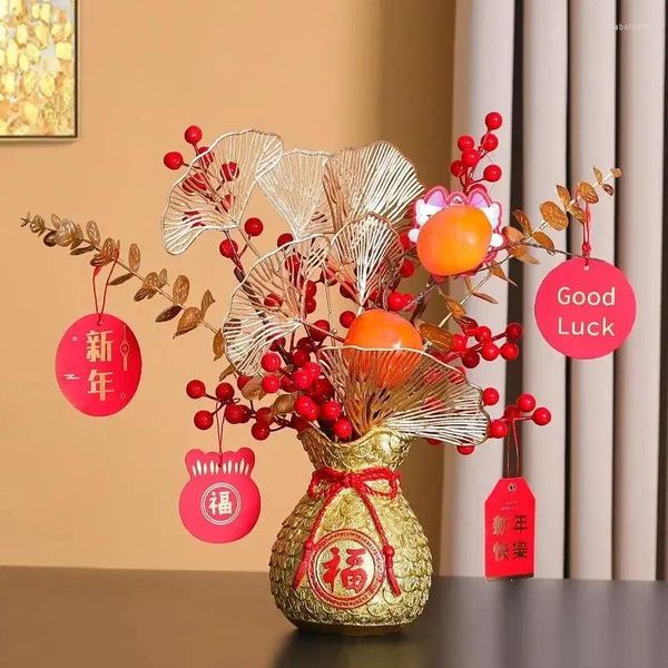 Vases Simulation rouge Fortune Fruit béni sac résine Vase décoration maison magasin café Table ornements artisanat mariage ouverture ameublement