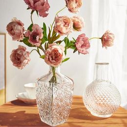 Vases Petit vase en verre avec bouche fine Style nordique Ins Creative Transparent Arrangement de fleurs Table de décoration sèche