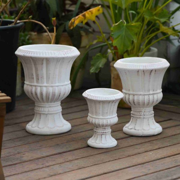 Vases Petite taille blanc rétro Pot de fleur maison bureau sol fête décor en céramique Sculpture romaine Style rétro exposition faire vieux Vase L240309