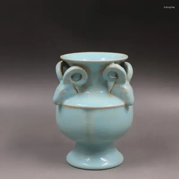 Jarrones canciones ru kiln azul esmazed sanyang kaitai zun botella antigua decoración de porcelana