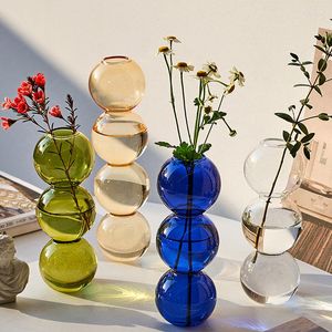 Vases sphérique Art fleur ornements nordique créatif verre bulle Vase maison chambre décoration boule hydroponique