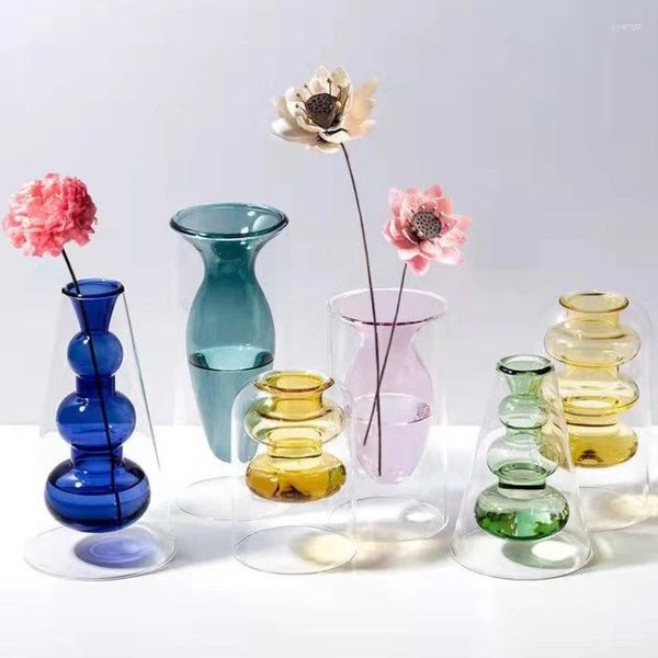 Vases en vitrail vase Fire-Fire-Free Rattan Bottle High Borosilicate Decoration Salon Araseau floral Hydroponie