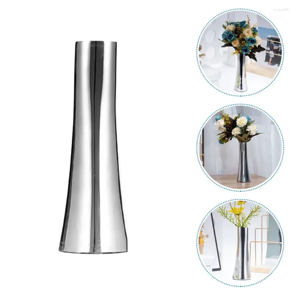 Vases en acier inoxydable Vase maître de la pièce fleur de table haute tablette Fleurs durables 304 Porte-rangement argent artificiel