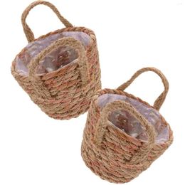 Vazen Straw Flower Pot Basket Planters Indoor Planten Holder Weven Weven Mandkets Handgeweven tuin Wasry