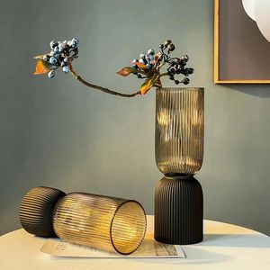 Vases Plante succulente hydroponique Vase en verre décoration intérieure petit noir minimaliste Vasos Para Plantas maison Design Exsuryse