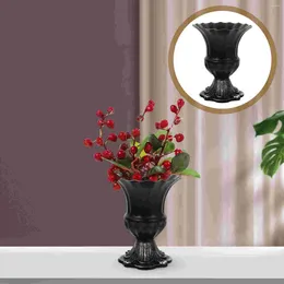 Jarrones Altos Cubos de flores Retro Maceta de hierro Trompeta para centros de mesa Libro Flores Planta Arreglo negro y plateado