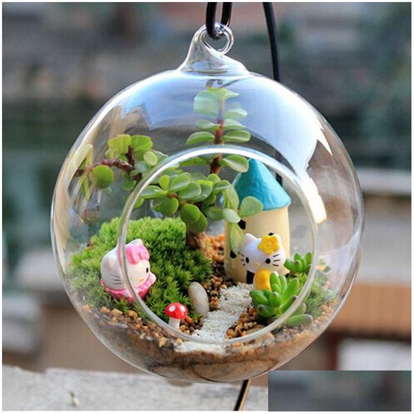 Vases Terrarium Paysage Verre Ransparent Forme De Boule Effacer Vase Suspendu Plantes À Fleurs Conteneur Micro Bricolage Mariage Accueil Drop Delivery Dh8G2