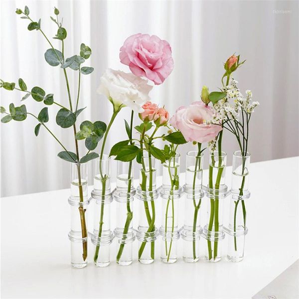 Jarrones tubo de prueba jarrón de vidrio transparente para planta botella maceta hidropónica contenedor decoración boda fiesta Floral con bisagras