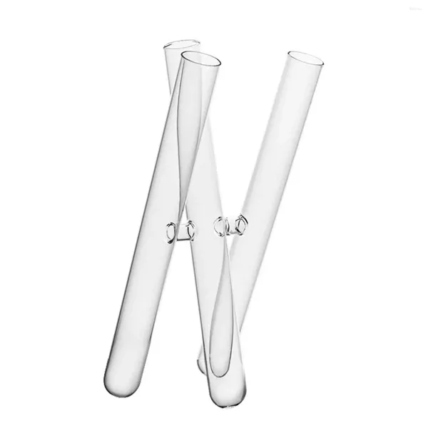 Tube à essai de vases pour fleurs avec 3 tubes en verre planter planter vase Desk Cafe Party Party Dining Room