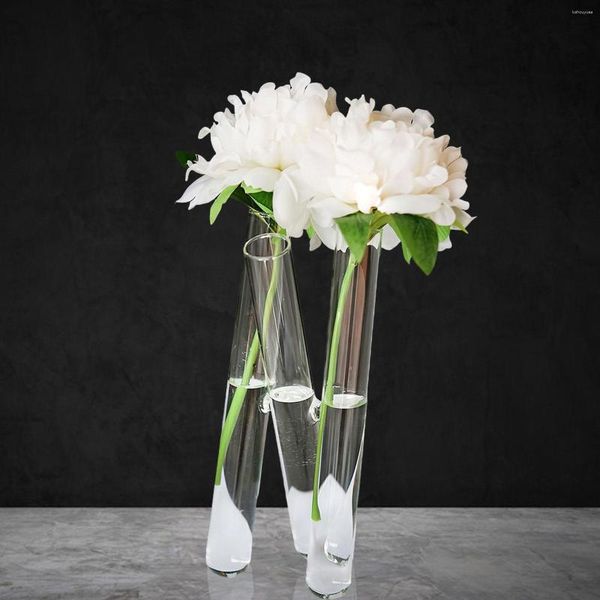 Vases Tube à Essai Vase Avec 3 Tubes Conteneur Attachements Hydroponique Plante Titulaire Pour Table Partie Intérieur Arrangement Floral Chambre