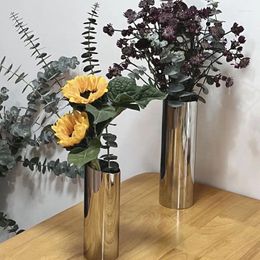 Vases épaissis en acier inoxydable 304, table de arrangement de fleurs, table cylindrique en métal, peut contenir de l'eau et seau de réveil