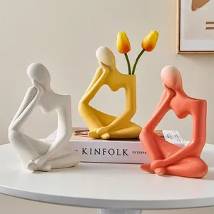 Vases Thinker Art Ceramic Flower Vase Ornement Creative Minimalist Résumé Modern Living Room Cabinet Wine Decorations Home Decorations