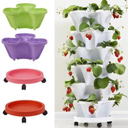 Vazen ThreePetal Pot Decoratie 1PC Plastic Stapelbaar Verticale Bloem Plant Aardbei Zaailing Houder Groente Plantenbakken Tuin 230603